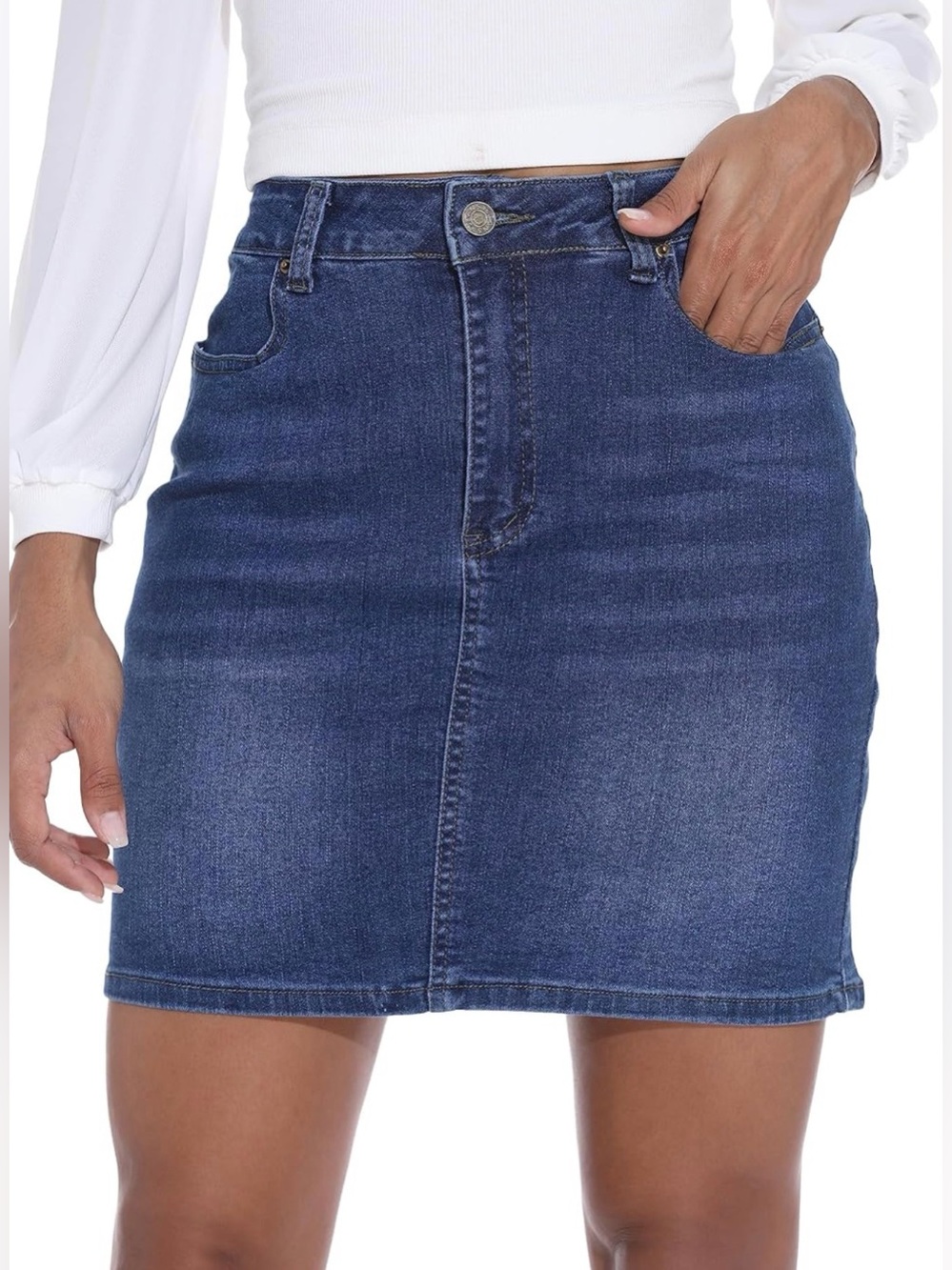 NEW! Blue Denim High Waisted Mini Skirt (L)